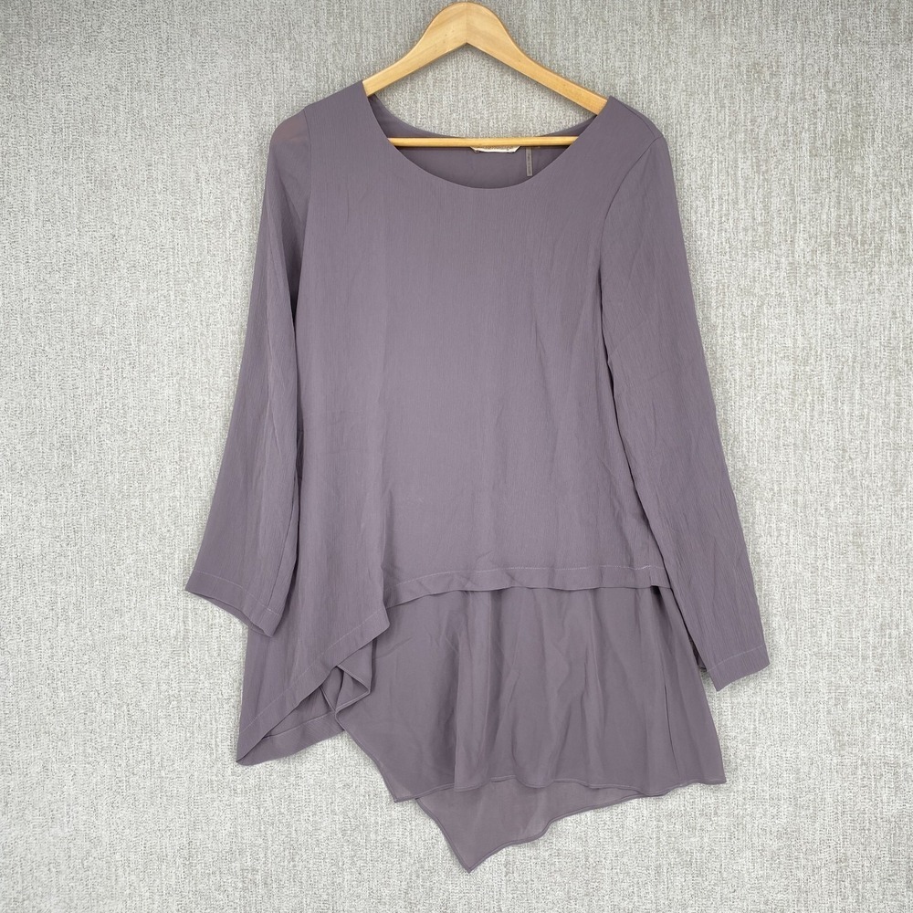 Soft Surroundings Tunic Top Womens S Purple Layered Asymmetrical Hem Flowy Crepe
